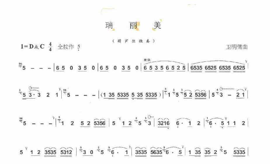 巴乌中高级乐曲《瑞丽美》卫明儒曲_第1张