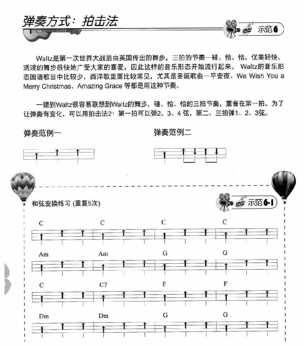 尤克里里音乐形态【Waltz华尔兹1】教学与练习乐曲谱_第1张