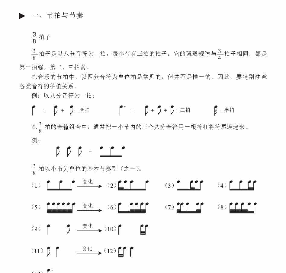 视唱教学 第十七课《节拍与节奏》3／8拍子_第1张