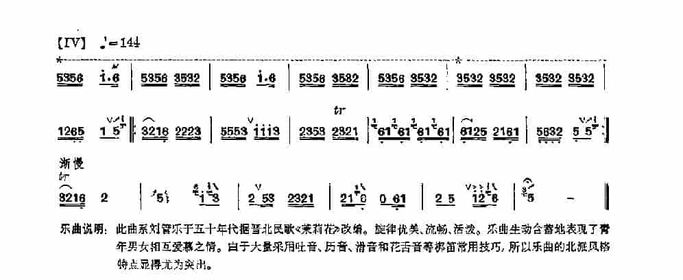 笛子独奏曲《茉莉花》晋北民歌_第2张