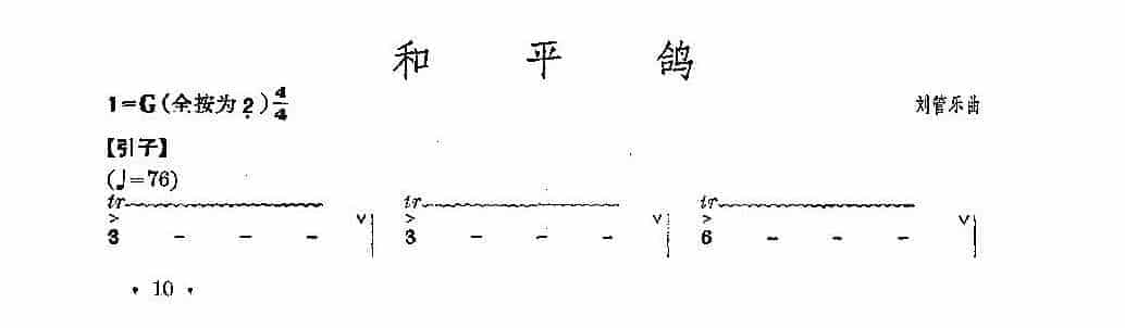 经典竹笛乐曲《和平鸽》刘管乐曲_第1张