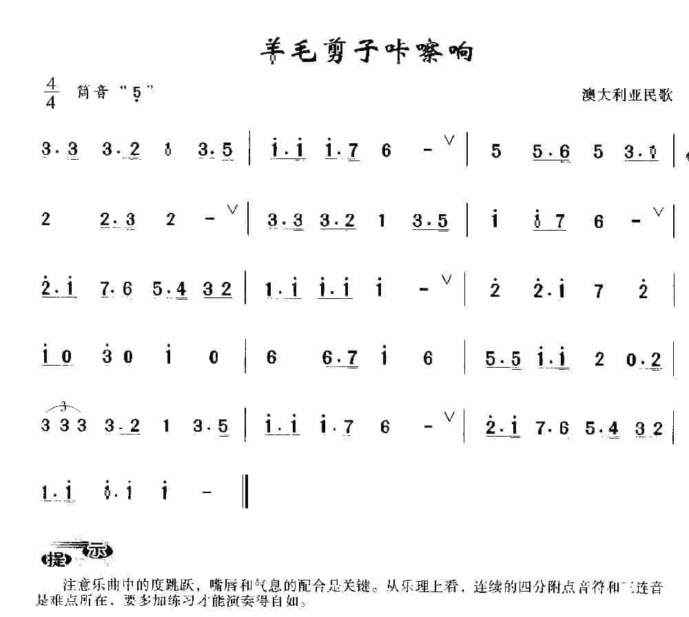 洞箫初级演奏乐曲《羊毛剪子咔嚓响》加拿大民歌_第1张