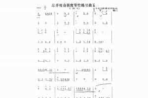 扬琴曲谱：左手双音四度琴竹练习曲五