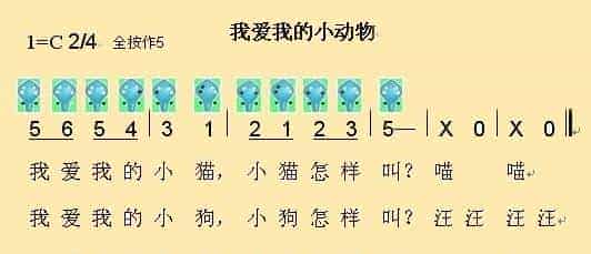 六孔陶笛曲谱 我爱我的小动物_第1张
