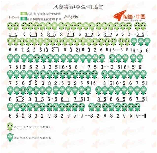 6孔陶笛曲谱:风姿物语·李煜·青莲雪_第1张