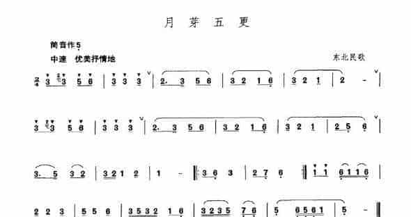 箫发音和吹奏练习谱：月芽五更_第1张