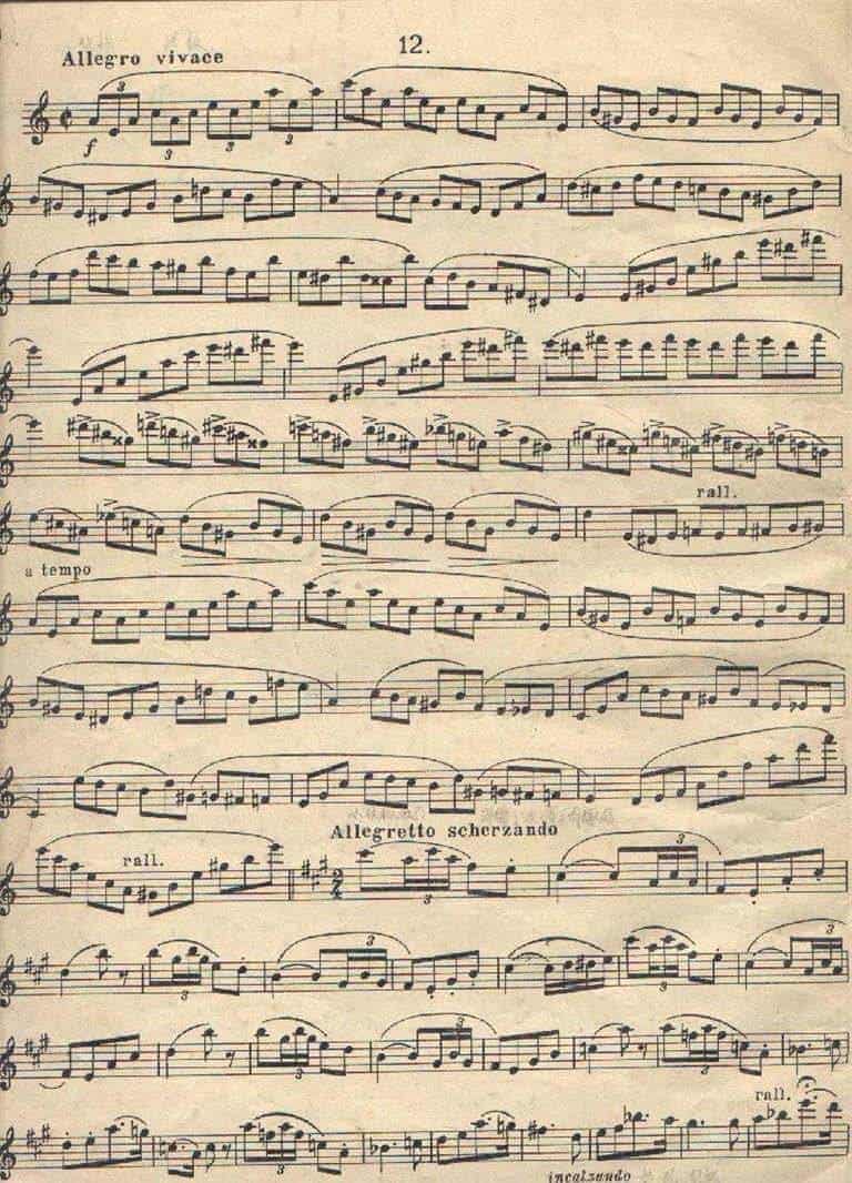 科勒33号长笛练习曲12首：Etude No.12 练习曲12_第1张