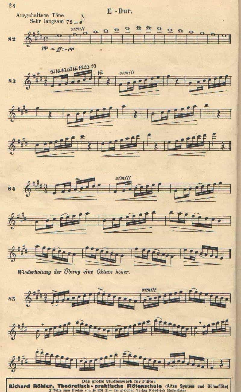 长笛基础练习曲：E大调指法练习 E Dur Studien_第1张