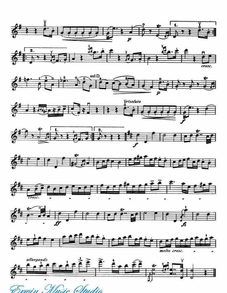 克萊斯勒-小步舞曲 (步里亚尼风格)Violin Fritz Kreisle, Tempo di Minuetto In the style of Pugnani_第2张