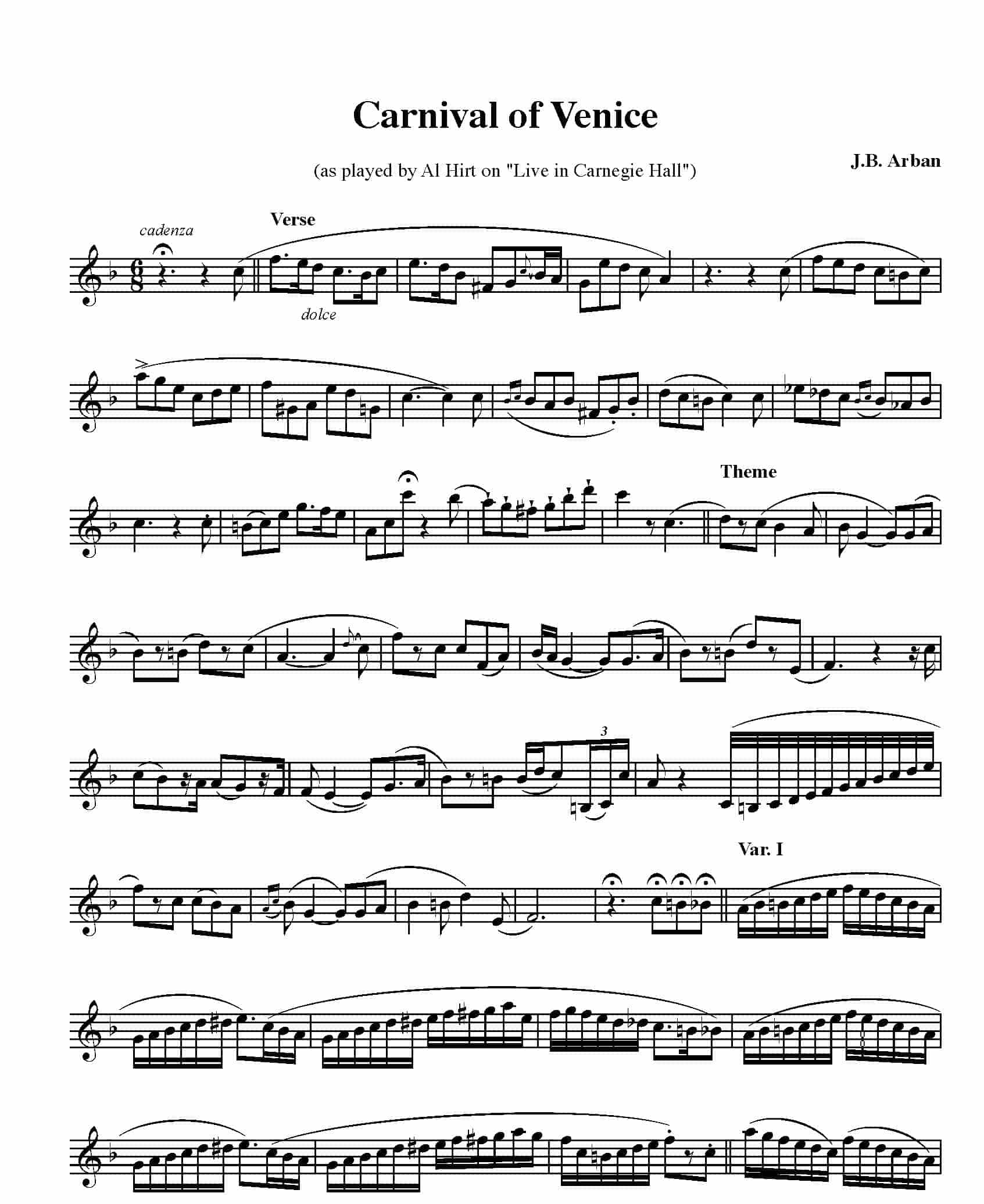 威尼斯狂欢节变奏曲 Carnival of Venice_第1张