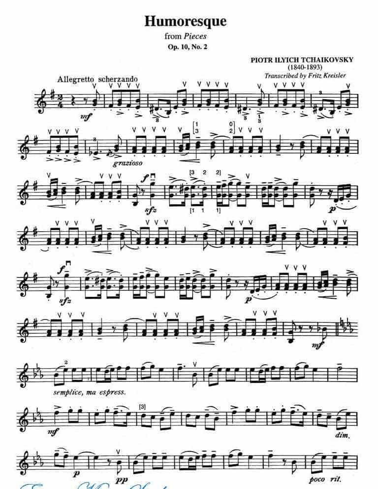 克莱斯勒-柴可夫斯基-诙谐曲 作品10 第2号Violin Humoresque_第1张