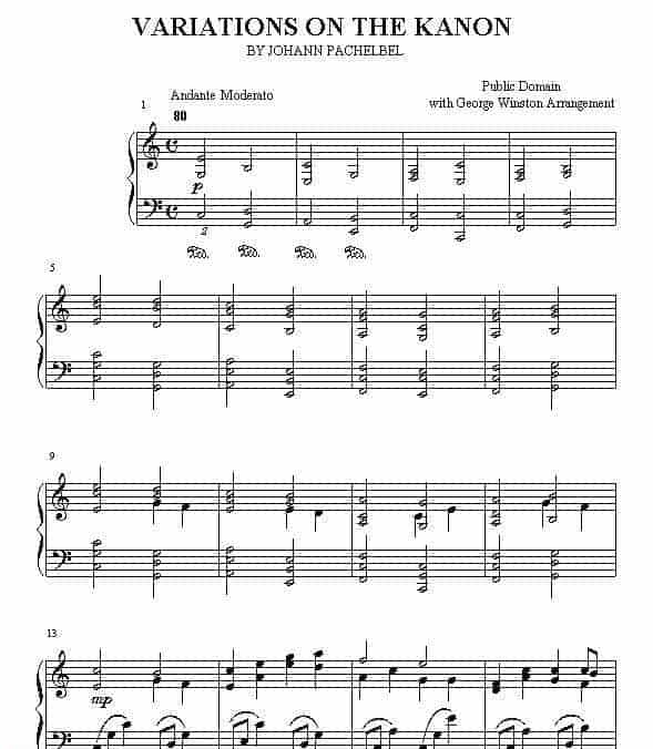 赫贝尔-Pachelbel Kanon by Pachelbel 钢琴名人名曲五线谱_第1张