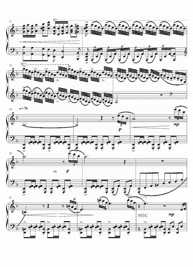 世界名曲 樱花幻想曲 钢琴谱_第3张