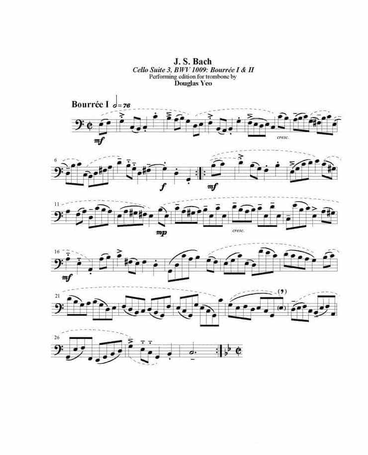 长号谱 BACH Cello Suite For Trombone_第1张