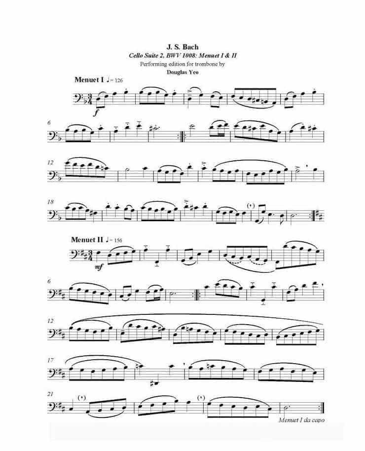 长号谱 BACH Cello Suite For Trombone_第3张