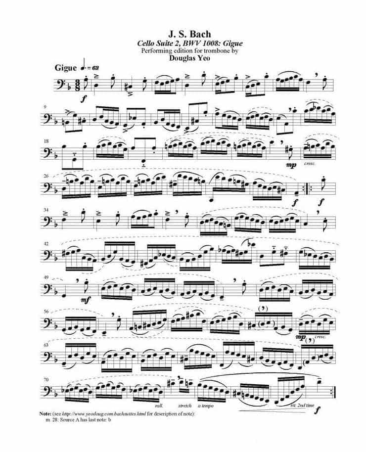 长号谱 BACH Cello Suite For Trombone_第4张