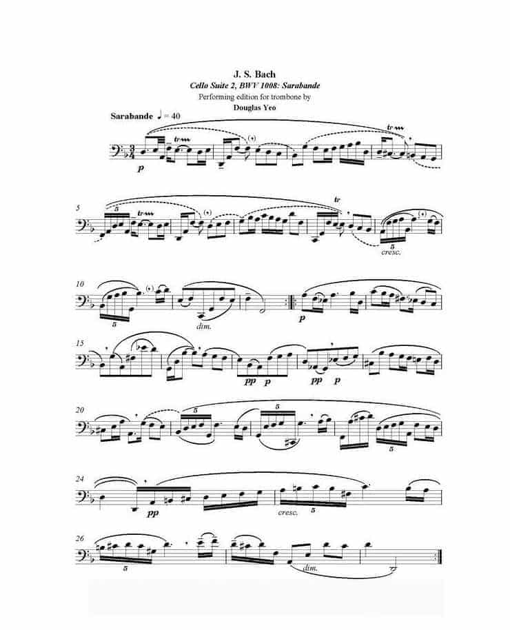 长号谱 BACH Cello Suite For Trombone_第16张