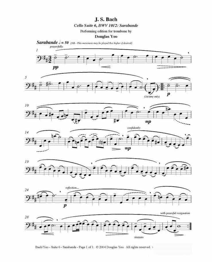 长号谱 BACH Cello Suite For Trombone_第20张