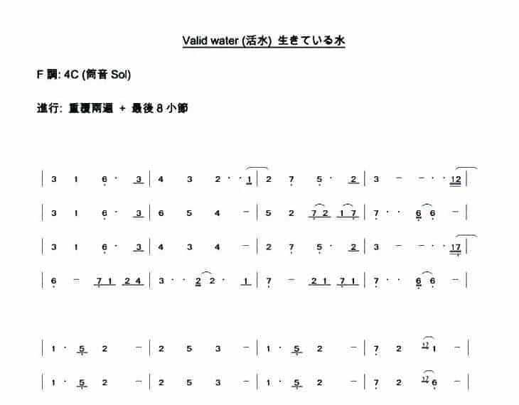 宗次郎陶笛曲谱【Valid water 生きている水】_第1张