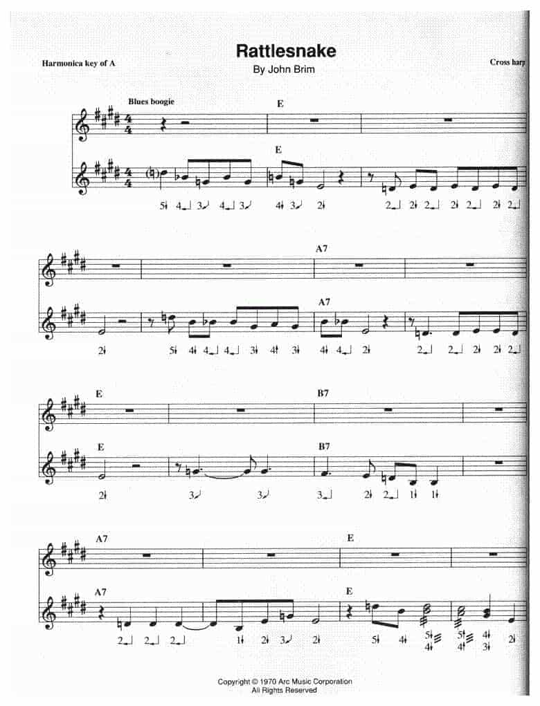 口琴二重奏谱【rattlesnake】by john brim 蓝调口琴重奏曲_第1张