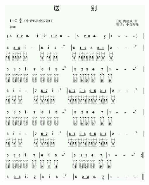 埙谱精选【送别】_第1张