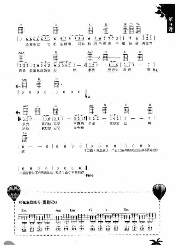 尤克里里图片谱【浪人情歌】UKULELE弹唱曲谱_第2张