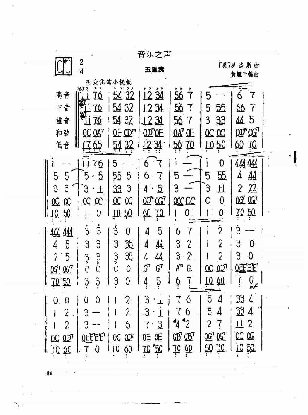 口琴五重奏谱【音乐之声】_第1张