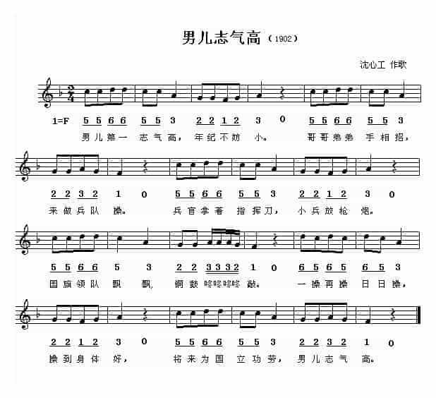口风琴简谱【男儿志气高】_第1张