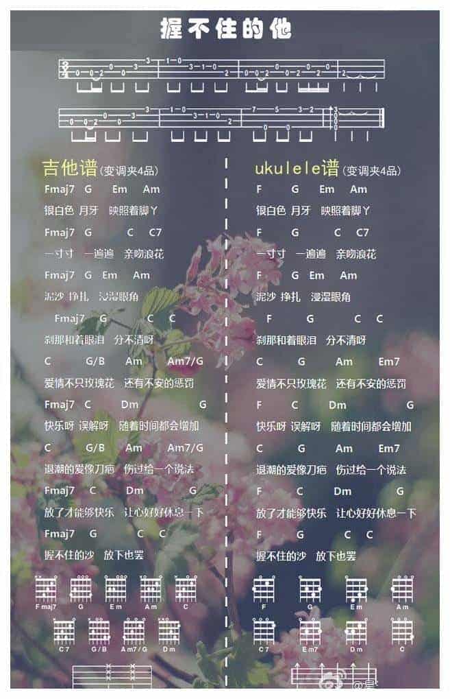 UKULELE谱【握不住的他】萧萧_第1张