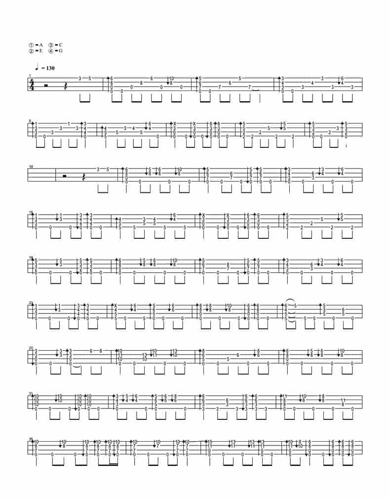 UKULELE谱【天空之城】指弹 扫弦版_第1张
