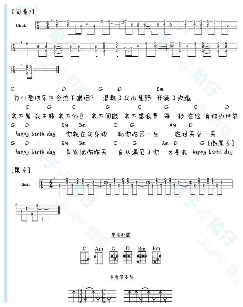 UKULELE谱【Happy Birth Day】阿信(五月天)_第2张