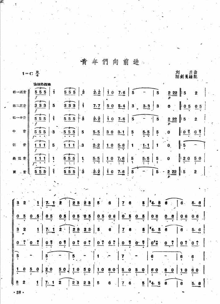 口琴合奏重奏谱【青年们向前进】_第1张