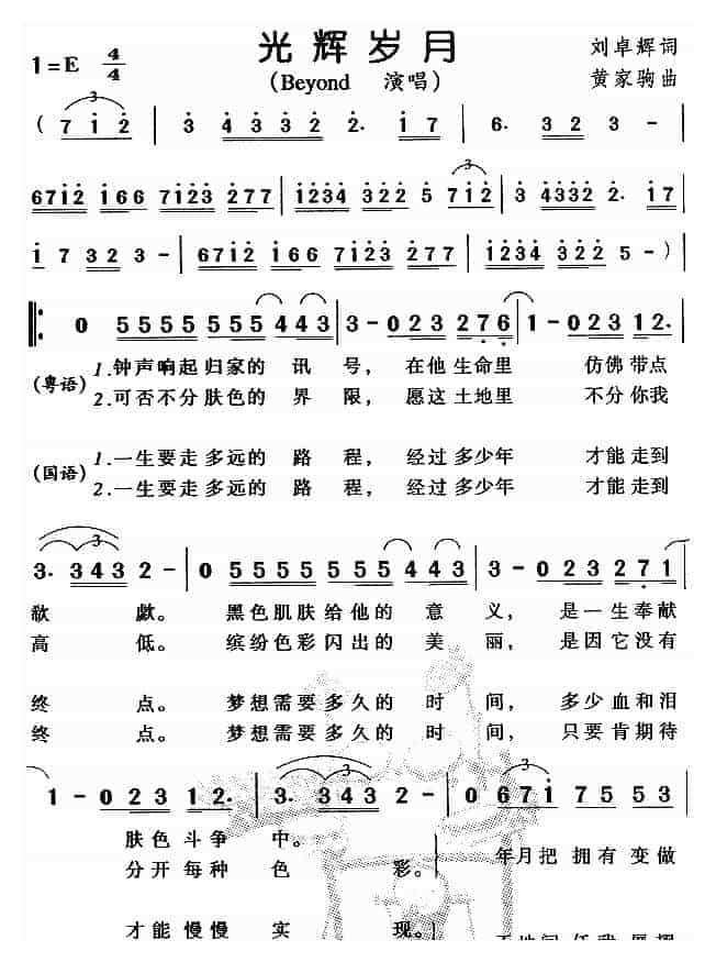 洞箫曲谱【光辉岁月】_第1张