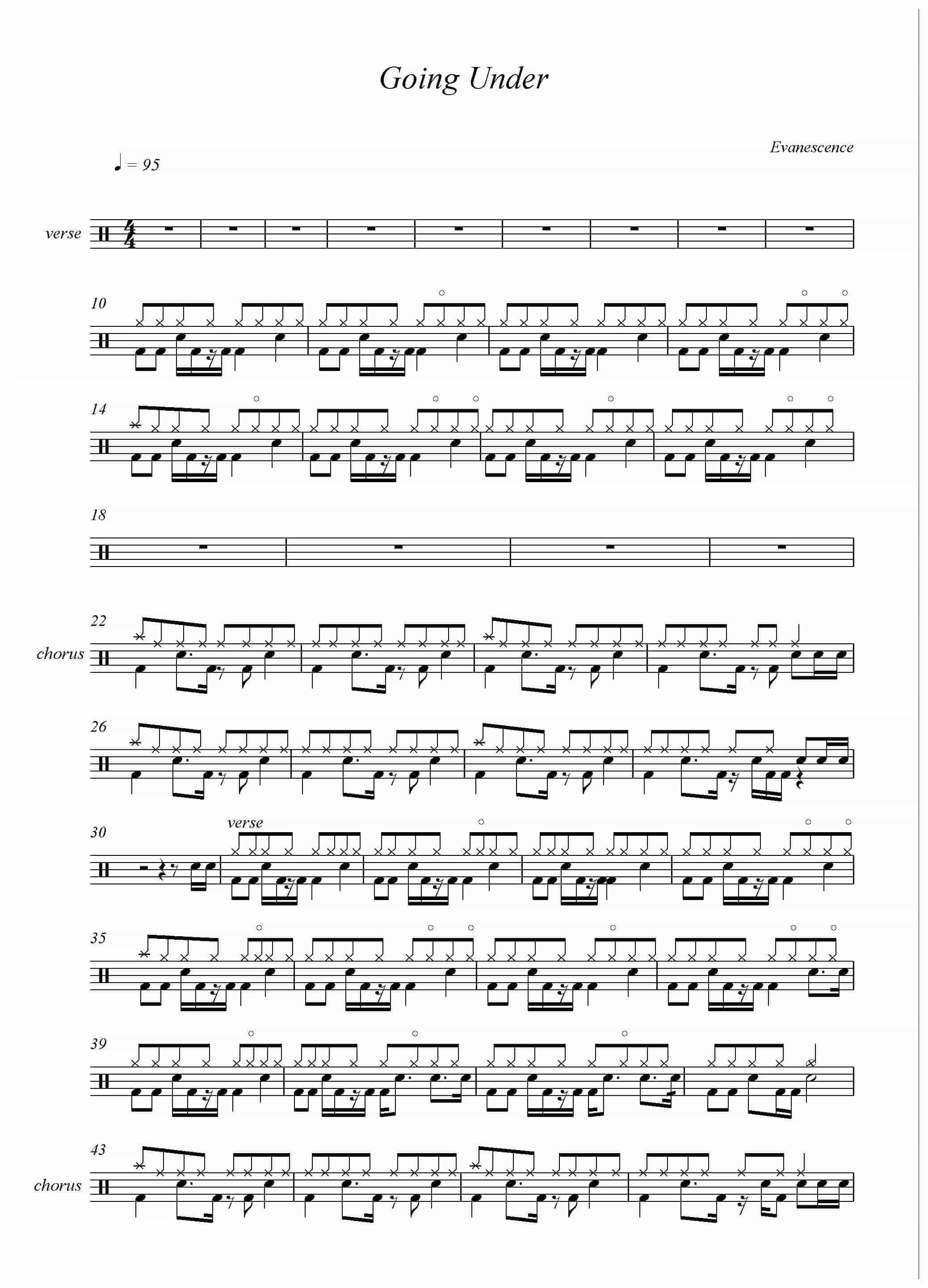爵士鼓谱【Evanescence - Going under】_第1张