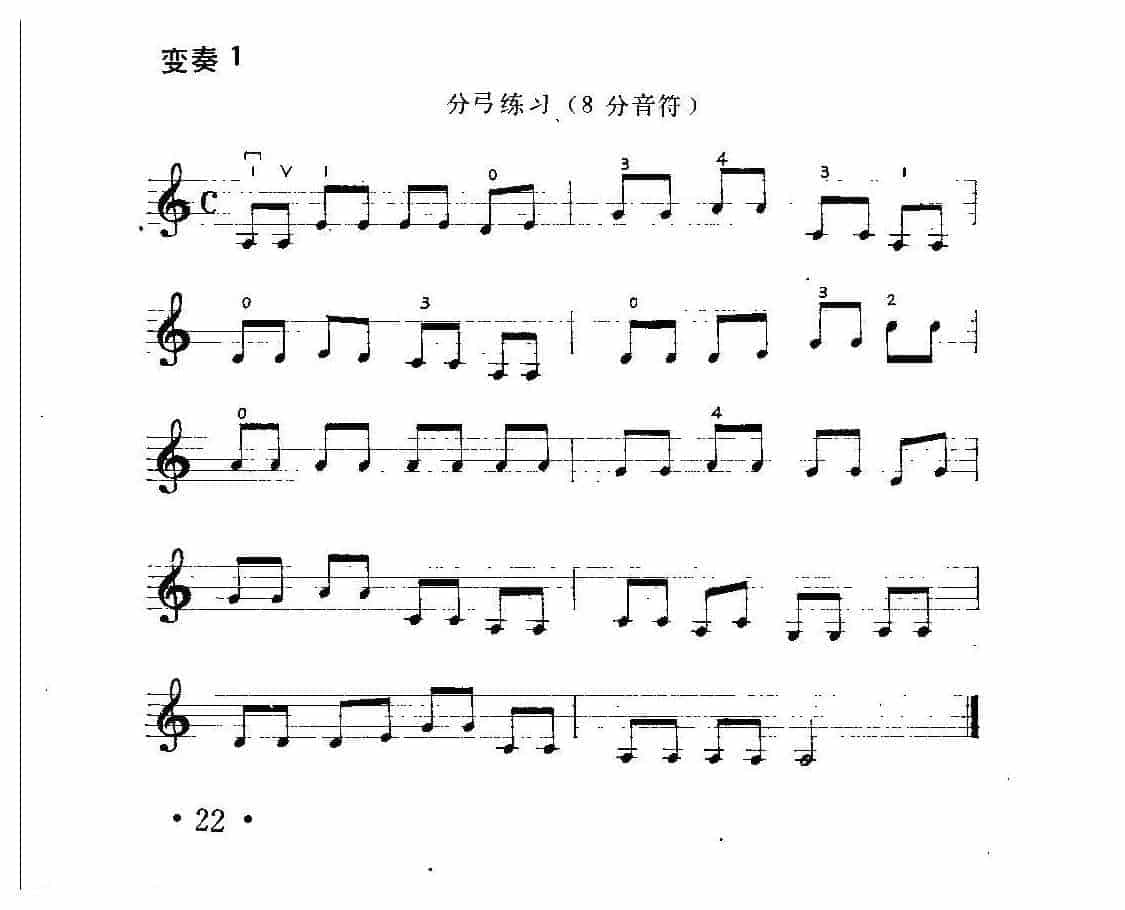 小提琴入门练习曲《分弓练习》1把位变奏练习曲_第1张