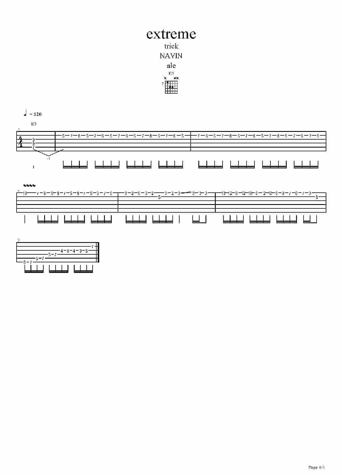电吉他练习谱《Finger and Picking exercise - Picking》_第1张