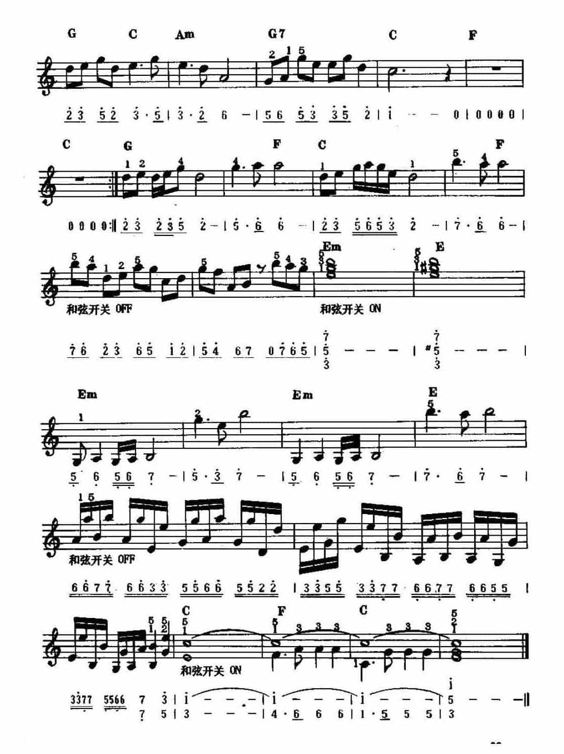 电子琴乐谱《梦幻曲》简谱五线谱对照配和弦_第2张