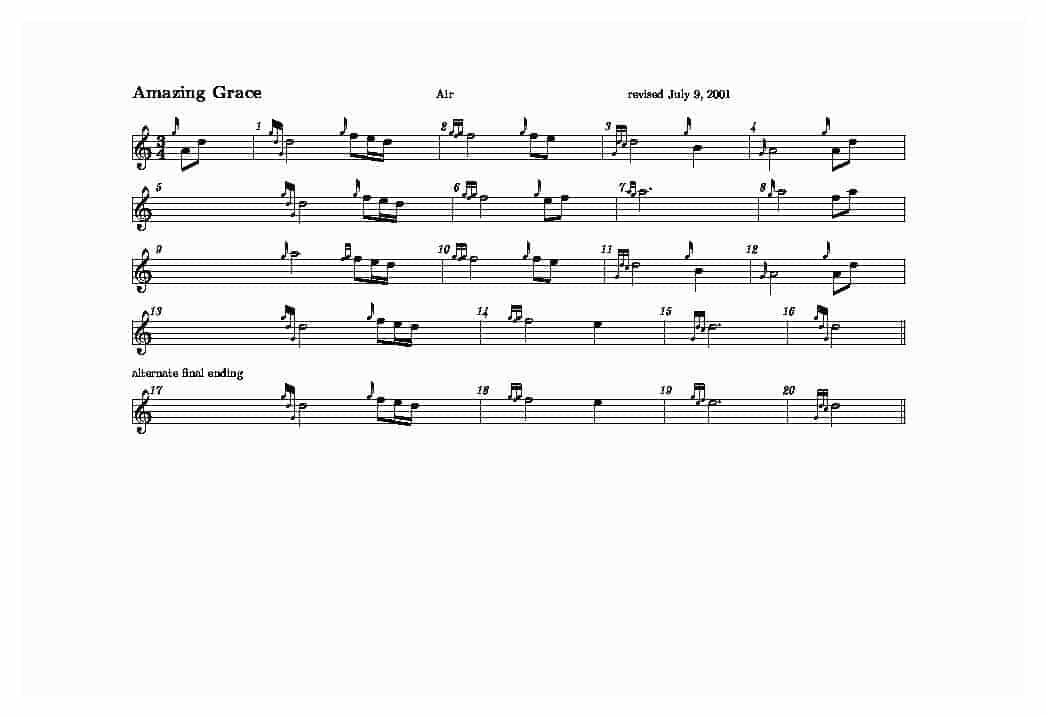 风笛入门练习谱《Amzaing Grane》_第1张