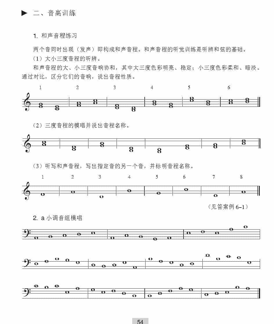 视唱教学 第六课《音高训练》和声音程练习与a小调音组模唱_第1张