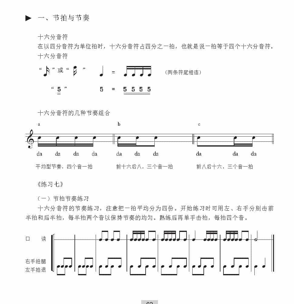 视唱教学 第七课《节拍与节奏》十六分音符_第1张