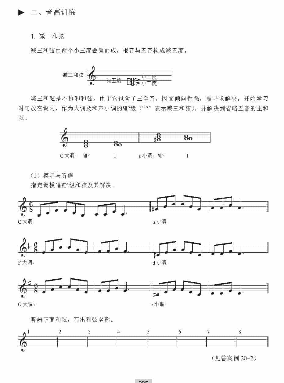 视唱教学 第二十课《音高训练》减三和弦与旋律的模唱与记忆_第1张