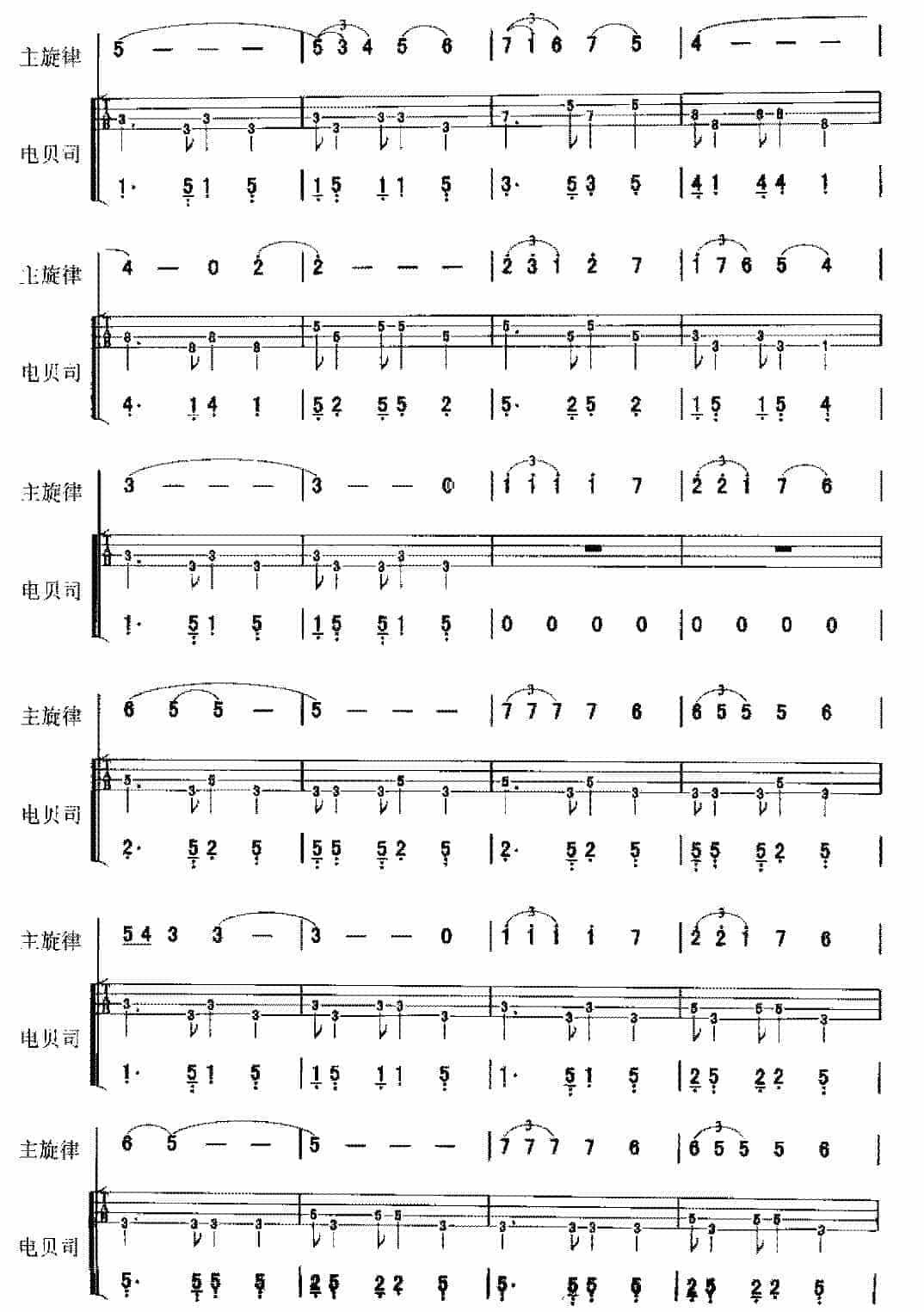 电贝司歌曲范例《鸽子》_第2张