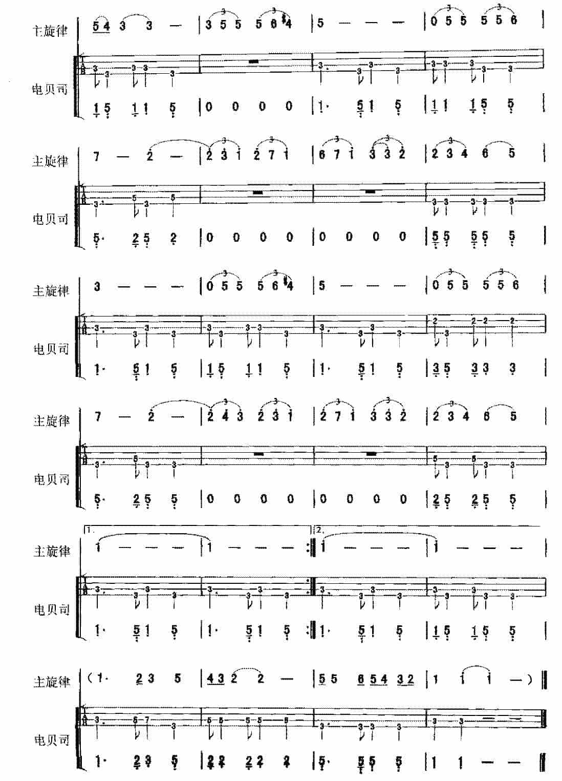 电贝司歌曲范例《鸽子》_第3张