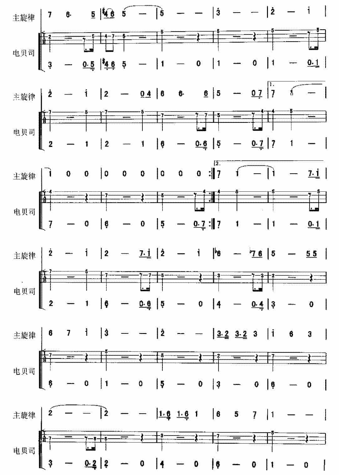 电贝司歌曲范例《最后的华尔兹》_第2张