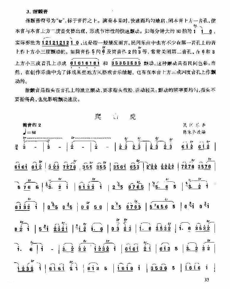 唢呐指颤音技巧及练习乐谱《爬山虎》_第1张