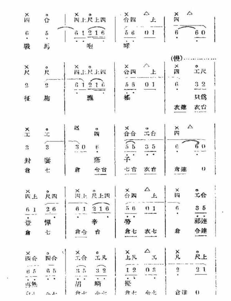 唢呐伴奏曲牌谱《五马江儿水》工尺曲谱_第3张