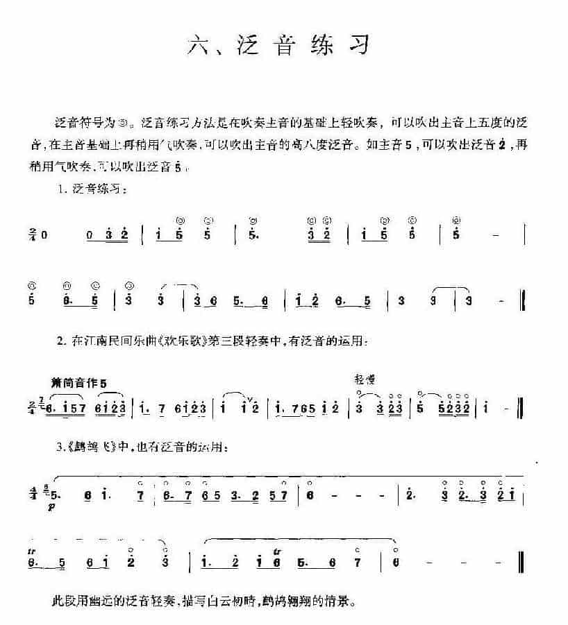 洞箫泛音练习乐谱大全_第1张