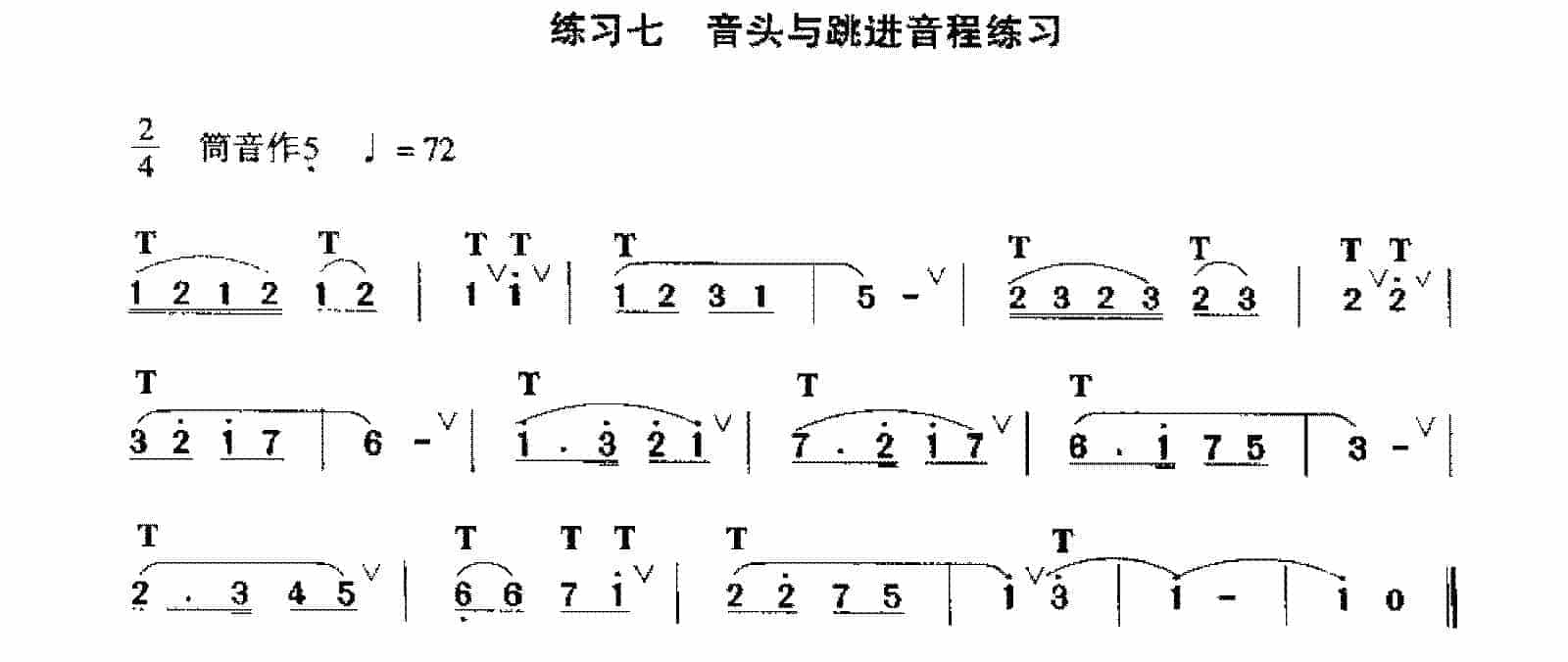 洞箫入门练习谱《箫音头与跳进音程练习》_第1张