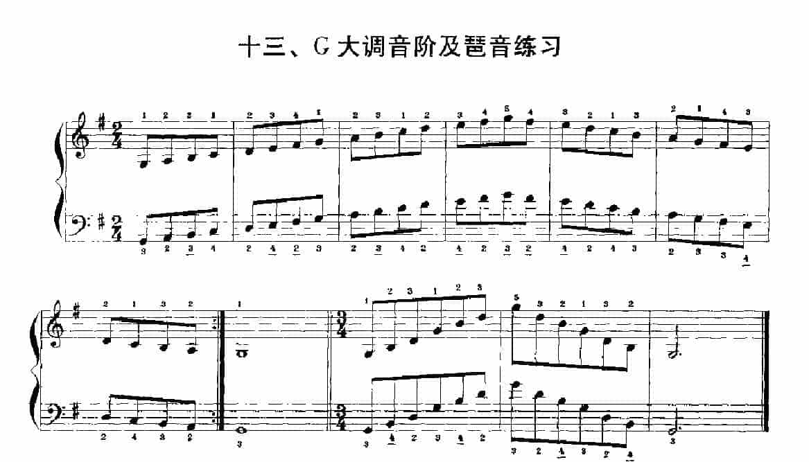 手风琴基本练习及技巧训练《手风琴G大调音阶及琶音练习》_第1张