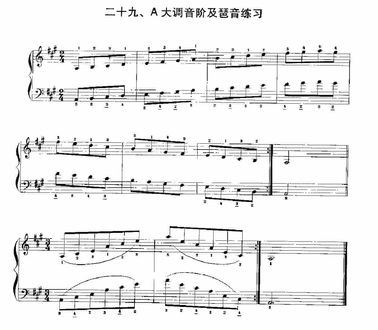 手风琴基本练习及技巧训练《手风琴A大调音阶及琶音练习》_第1张